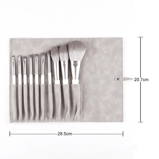 Silver Makeup Brushes Set