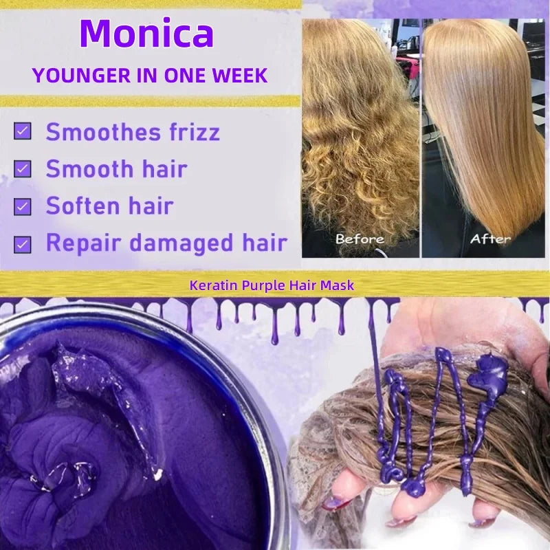 Purple Keratin Hair Mask for Dry Frizzy Hair