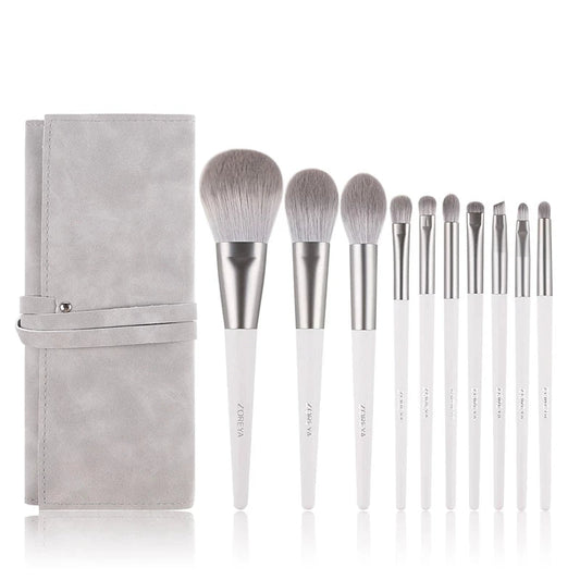 Silver Makeup Brushes Set