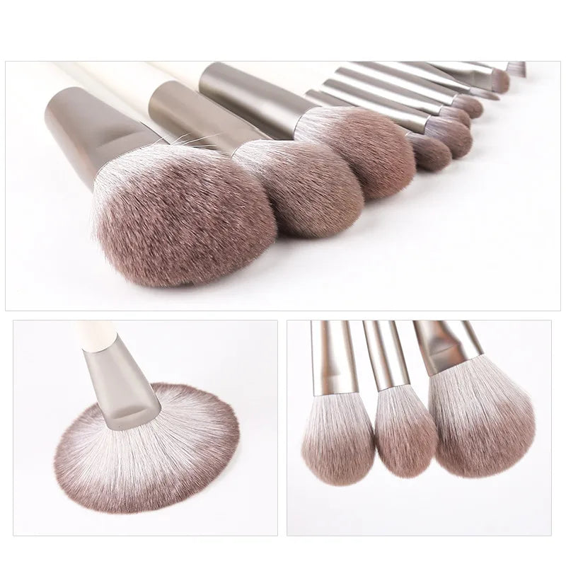 Silver Makeup Brushes Set